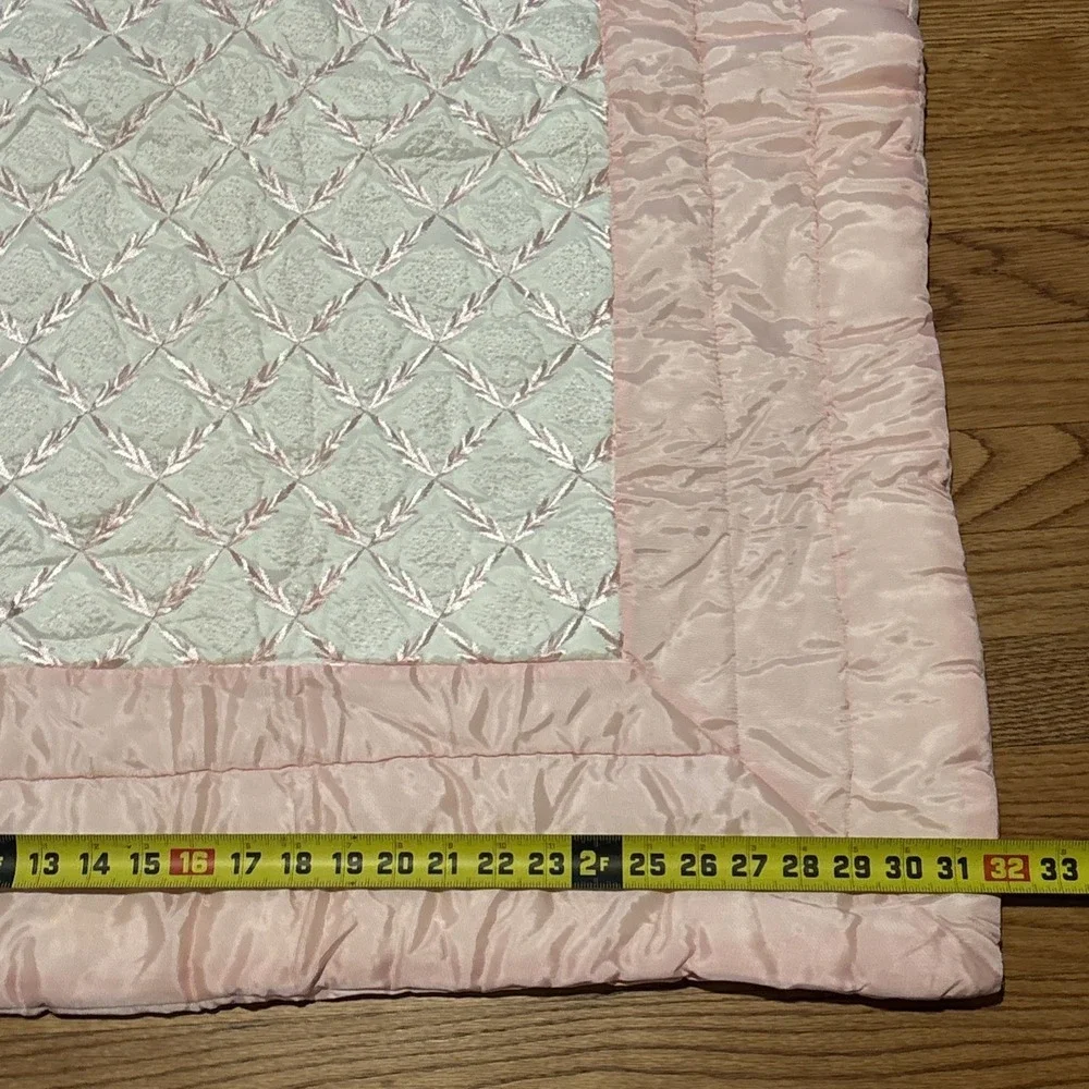 Baby Blanket Satin Trim Embroidered Quilted‎ And Embroidered Beautiful
